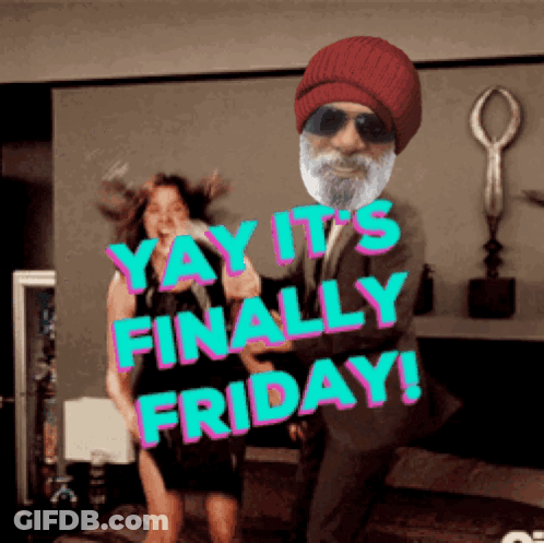 Bearded Man Dancing With Woman Yay It's Finally Friday GIF