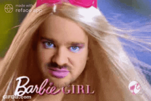 Bearded Man Dressed As Barbie GIF