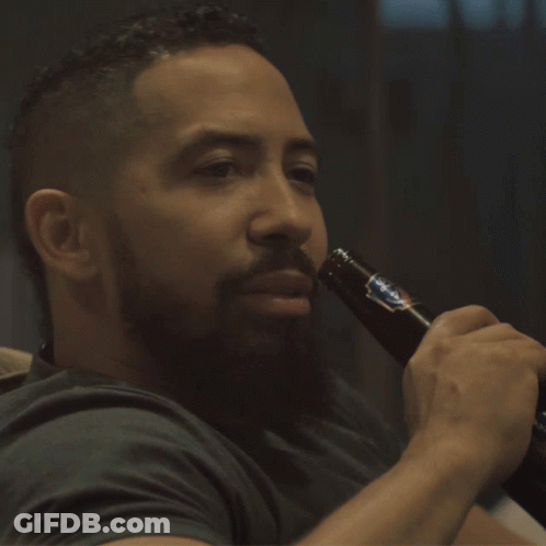 Bearded Man Drinking Blue Ribbon Beer GIF
