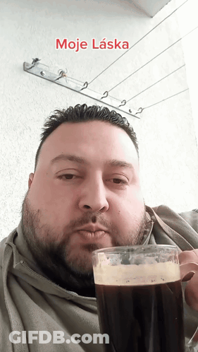 Bearded Man Drinking Glass Moje Laska GIF