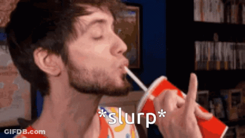 Bearded Man Drinking Red Cup Slurp GIF