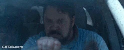 Bearded Man Driving Car Making Face GIF