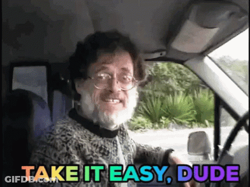 Bearded Man Driving Car Saying Take It Easy Dude GIF