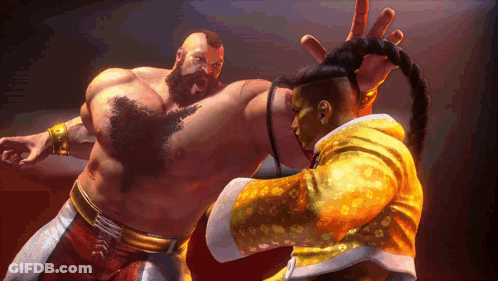 Bearded Man Fighting Man With Braided Hair GIF