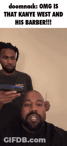Bearded Man Getting Haircut From Another Man GIF