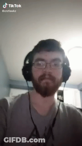 Bearded Man Glasses Headphones Shirt Saying Am GIF