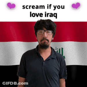 Bearded Man Glasses Scream If You Love Iraq Flag GIF