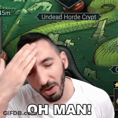 Bearded Man Hand To Forehead Undead Horde Crypt Screen GIF