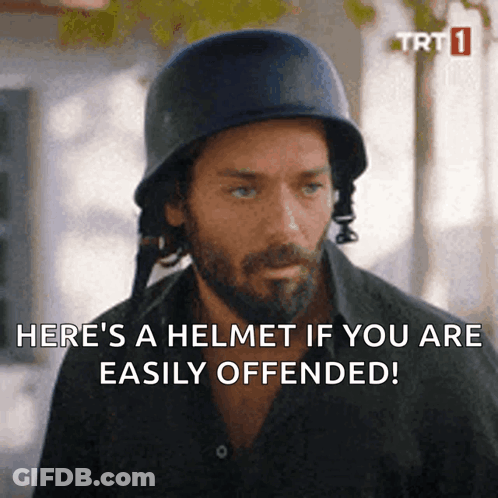 Bearded Man Helmet Says Helmet If Offended GIF