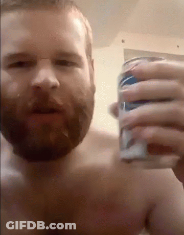 Bearded Man Holding Beer Can GIF