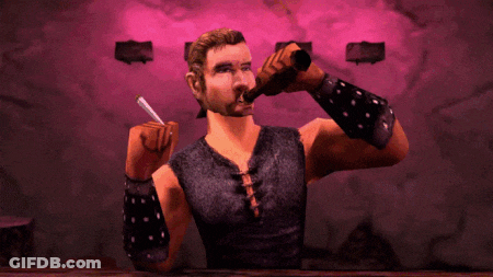 Bearded Man Holding Cigarette And Beer GIF