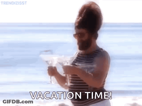 Bearded Man Holding Drink Beach Vacation Time GIF