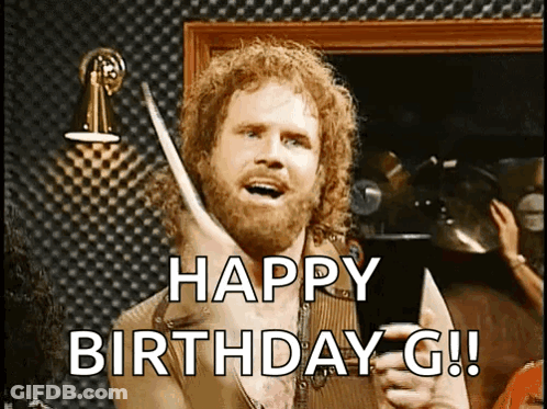 Bearded Man Holding Drum Stick Saying Happy Birthday G GIF