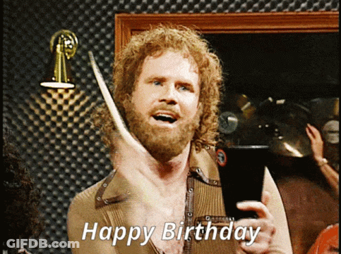 Bearded Man Holding Drumstick Saying Happy Birthday GIF