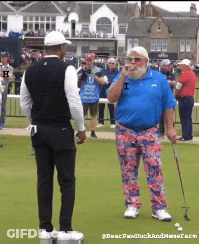 Bearded Man Holding Golf Club GIF