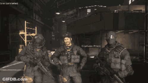 Bearded Man Holding Gun, Skull-Headed Man With Rifle GIF