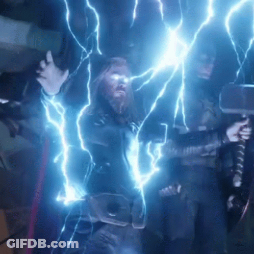 Bearded Man Holding Hammer With Lightning GIF
