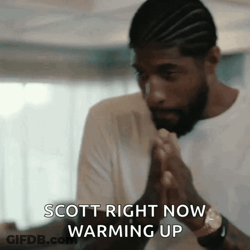 Bearded Man Holding Hands Scott Right Now Warming Up GIF