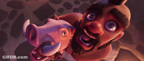 Bearded Man Holding Horned Pig GIF