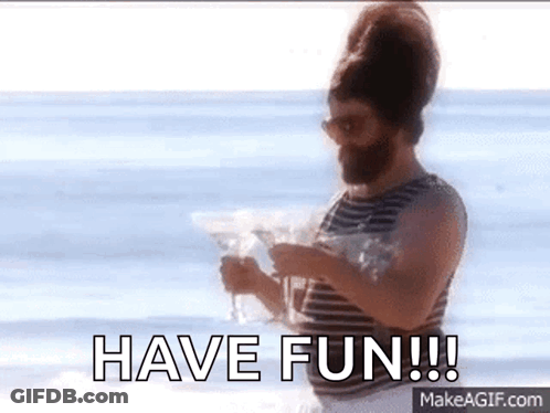 Bearded Man Holding Martini On Beach Have Fun GIF