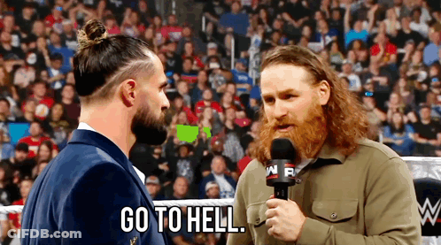 Bearded Man Holding Mic Talking Another In Ring GIF