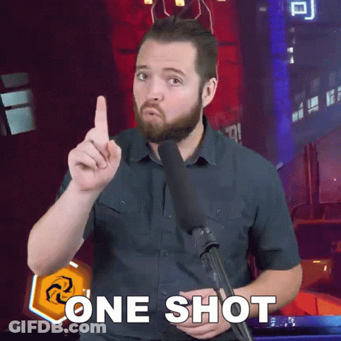 Bearded Man Holding Microphone And Giving One Shot GIF