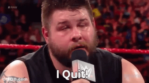 Bearded Man Holding Microphone Saying I Quit GIF