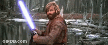 Bearded Man Holding Purple Lightsaber GIF