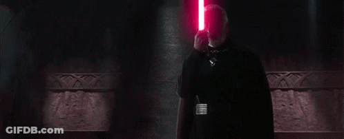 Bearded Man Holding Red Lightsaber GIF
