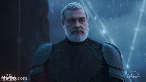 Bearded Man Holding Red Lightsaber In Front Of Disney+ Logo GIF