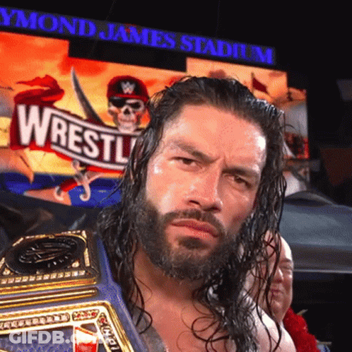 Bearded Man Holding Wrestle Belt Raymond James Stadium GIF