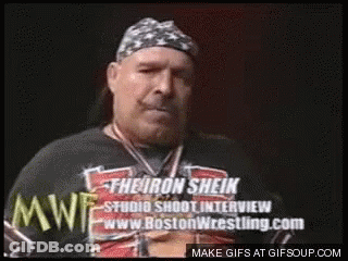 Bearded Man In Bandana And Boston Wrestling Shirt GIF