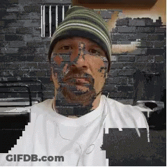 Bearded Man In Beanie And White Shirt GIF