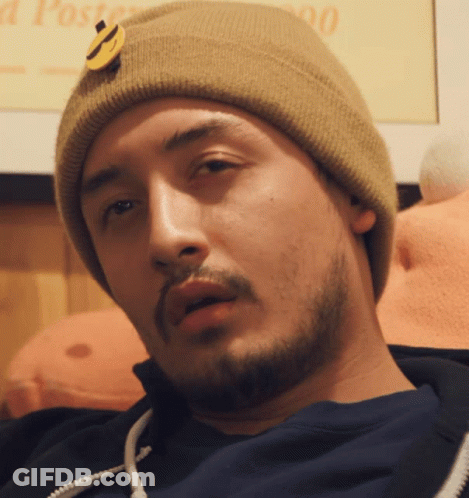 Bearded Man In Beanie With Smiley Face GIF