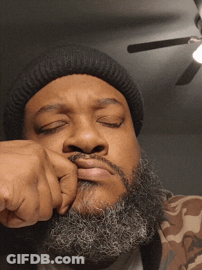 Bearded Man In Black Beanie And Camo Jacket GIF