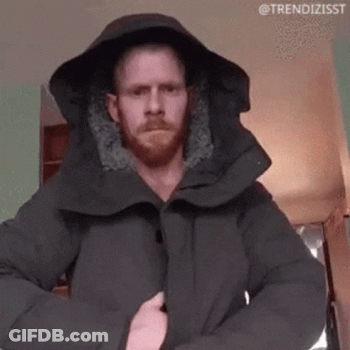 Bearded Man In Black Hooded Jacket GIF