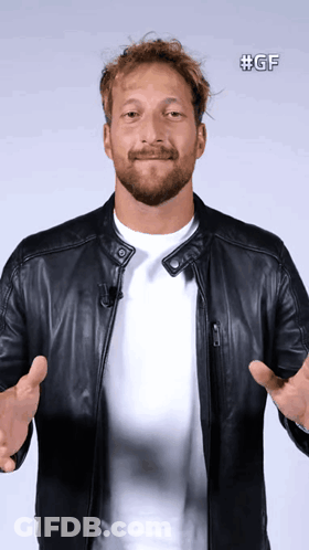 Bearded Man In Black Leather Jacket And White Shirt #Gf GIF