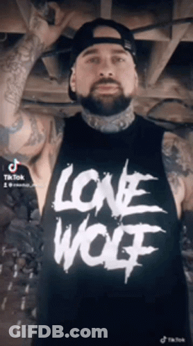 Bearded Man In Black Lone Wolf Tank Top GIF