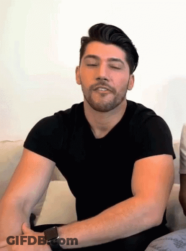 Bearded Man In Black Shirt And Watch GIF