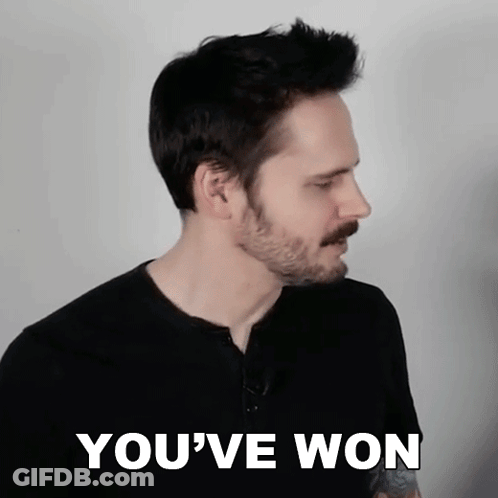 Bearded Man In Black Shirt Says You've Won GIF
