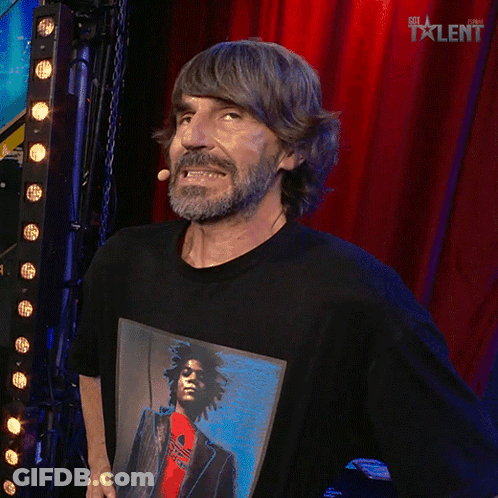 Bearded Man In Black Shirt With Talent Graphic GIF