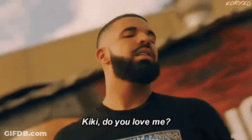 Bearded Man In Black T-Shirt Says Kiki Do You Love Me GIF