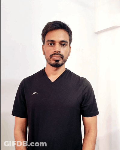 Bearded Man In Black T-Shirt With White F GIF