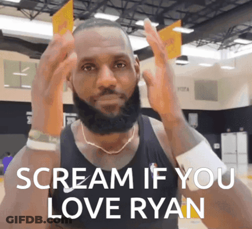 Bearded Man In Black Tank Top Screaming If You Love Ryan GIF