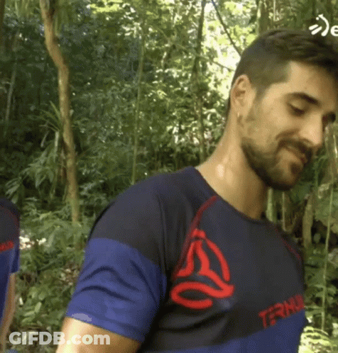 Bearded Man In Blue And Black Shirt Saying Termo GIF