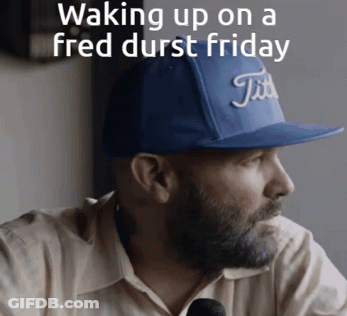 Bearded Man In Blue Hat Saying Tits GIF