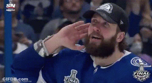 Bearded Man In Blue Jersey Saying Final GIF