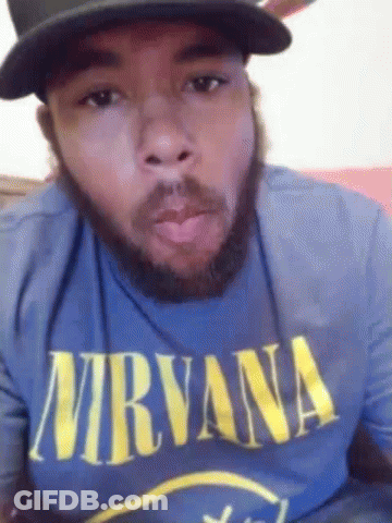 Bearded Man In Blue Nirvana Shirt GIF