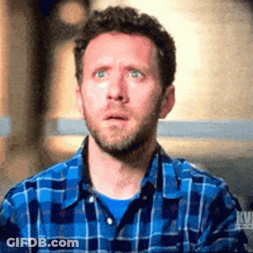Bearded Man In Blue Plaid Shirt Surprised GIF