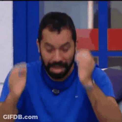 Bearded Man In Blue Shirt Making Funny Face GIF